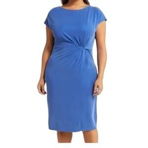 Nordstrom Rack dress Side Knot short sleeve midi blue size 3X